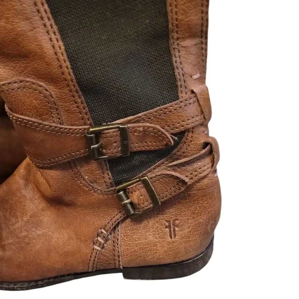 Frye Anna Gore Tall 74653 Women's Brown Leather Zipper Casual Dress Boots 6